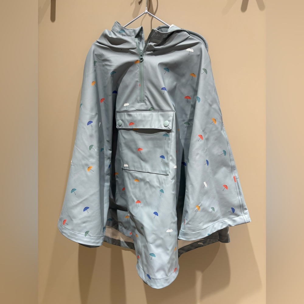 French brand Monoprix rain poncho coat with hood 6/8 raincoat